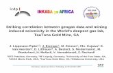Striking correlation between geogas data and mining induced