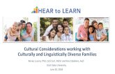 Cultural Considerations working with Culturally and ... 15...Family-centered. 2. Culturally sensitive 3. Same quality & quantity Literacy Access to Services Language Barriers SES Cultural