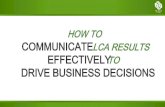 HOW TO COMMUNICATE LCA RESULTS EFFECTIVELY ......Communication of LCA results to organizational influencers Marketing Groups What has been successful: Customize the message to you
