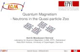 Quantum Magnetism - Neutrons in the Quasi-particle Zoo...Quasi-particle zoo in one-dimension Magnetic states and excitations: Magnetic order semiclassical spin-wave magnon excitations