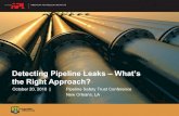 Detecting Pipeline Leaks – What’s the Right Approach? · 2021. 5. 22. · API RP 1175 Leak Detection Program Management ! Identifies all detection methods, policies, processes,