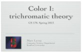 Color I: trichromatic theorycolor response in animals and humans 3D colorspace of the human visual system • and color ﬁlter arrays in cameras reproducing colors using three primaries