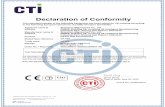 Declaration of Conformity -  · 2020. 9. 6. · ctTiO EMC tested CTi CTi CENTRE TESTING INTERNATIONAL GROUP CO., LTD. Hongwei Industrial Zone, Bao'an 70 District, Shenzhen, Guangdong,