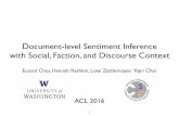 Document-level Sentiment Inference with Social, Faction, and … · 2017. 10. 3. · Conan O’Brien is positive towards David Litterman, South Korea, Pokemon Query Entity Attitude