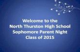 Welcome to the North Thurston High School Sophomore Parent … · 2013. 2. 15. · Welcome to the North Thurston High School Sophomore Parent Night Class of 2015. ... Pre-registration