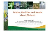 Myths, Realities and Needs about Biofuels...bioenergy † Possible negative environment + ILUC effects (e.g. large scale monocropping plantations replacing forests) † Possible INDIRECT