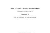 MST Textiles, clothing and footwear: WA nominal hours guide (v3) · 2020. 8. 6. · MSTCL3015 Perform garment repairs and alterations 40 MSTCL3016 Press whole garments 20 ... MSTFD2003