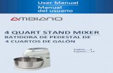 BATIDORA DE PEDESTAL DE 4 CUARTOS DE GALÓN · 2016. 11. 10. · Base de batidora de pedestal Unidad manual de batidora de pedestal 1 . 16 pedestal, el cable de alimentación eléctrica
