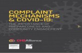 COMPLAINT MECHANISMS & COVID-19 · 2020. 12. 17. · COVID-19 CHS Alliance Report: Results YES NO I DON’T KNOW COMPLAINT MECHANISMS PRIOR TO COVID-19 Before the COVID-19 crisis,