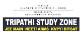 NEET SAMPLE PAPER 1 - 2020 BIOLOGY QUESTION PAPER · 2020. 4. 4. · NEET SAMPLE PAPER-1 2020 19. Select the incorrect statement :-(A) Lichen can be used as industrial pollution indicators.