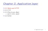 Chapter 2: Application layer2: Application Layer 31 Chapter 2: Application layer 2.1 Principles of network applications 2.2 Web and HTTP 2.3 FTP 2.4 Electronic Mail SMTP, POP3, IMAP