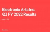 Electronic Arts Inc. Q1 FY 2022 Results · 2021. 8. 4. · Q1 FY22 Total net bookings $86 million above guidance of $1,250 million, driven by outperformance of ... 52% in the prior