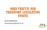 ROAD TRAFFIC AND TRANSPORT LEGISLATION UPDATE
