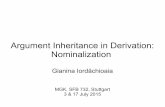 Argument Inheritance in Derivation: Nominalization