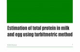 Estimation of total protein in milk and egg using ...