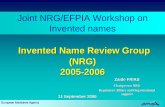 Joint NRG/EFPIA Workshop on Invented names