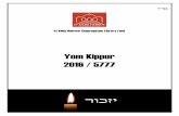 Yom Kippur 2016 / 5777 - St Kilda Shule