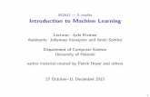 582631 5 credits Introduction to Machine Learning