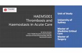 Unit of Study HAEM5001 Thrombosis and Sydney Haemostasis ...