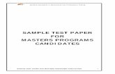 SAMPLE TEST PAPER FOR MASTERS PROGRAMS CANDIDATES