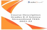 Course Description Grades K-2 Science Streamlined TEKS 2021-22