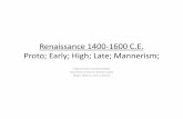 Renaissance 1400 1600 C.E. Proto; Early; High; Late ...