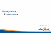 Management Presentation - Allegiant Travel Company