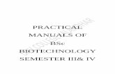 PRACTICAL MANUALS OF BSc BIOTECHNOLOGY SEMESTER III& IV