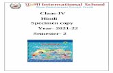 Claas-IV Hindi Specimen copy Year- 2021-22 Semester- 2