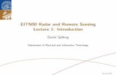 EITN90 Radar and Remote Sensing Lecture 1: Introduction