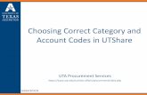 Choosing Correct Category and Account Codes in UTShare