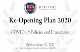 Re-Opening Plan 2020 COVID-19 Policies and Procedures