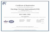 Certificate of Registration Oncology Services ...