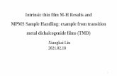 Intrinsic thin film M-H Results and MPMS Sample Handling ...