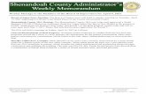 Shenandoah County Administrator Weekly Memorandum