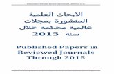 PUBLISHED PAPERS IN REVIEWED JOURNALS THROUGH 2015