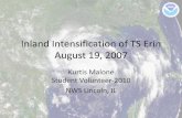 Inland Intensification of TS Erin August 19, 2007
