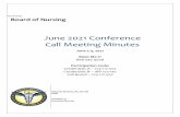 June 2021 Conference Call Meeting Minutes