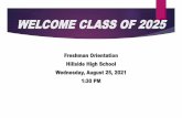 WELCOME CLASS OF 2025
