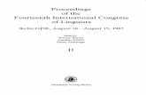 Proceedings of the Fourteenth International Congress of ...