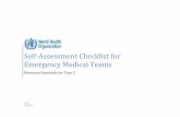 Self-Assessment Checklist for Emergency Medical Teams