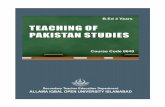 TEACHING OF PAKISTAN STUDIES