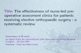 Title: A systemic review on the effectiveness of nurse-led ...