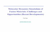 Molecular Dynamics Simulations of Fusion Materials ...