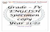 Grade IV ENGLISH Specimen copy Year 21-22