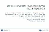 Office of Inspector General’s (OIG) 2012 Work Plan
