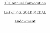 101 Annual Convocation List of P.G. GOLD MEDAL Endowment