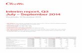 Interim report, Q3 July – September 2014