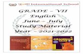 GRADE VII English June July Study Material 2021-2022