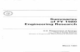 Summaries of FY 1980 Engineering Research